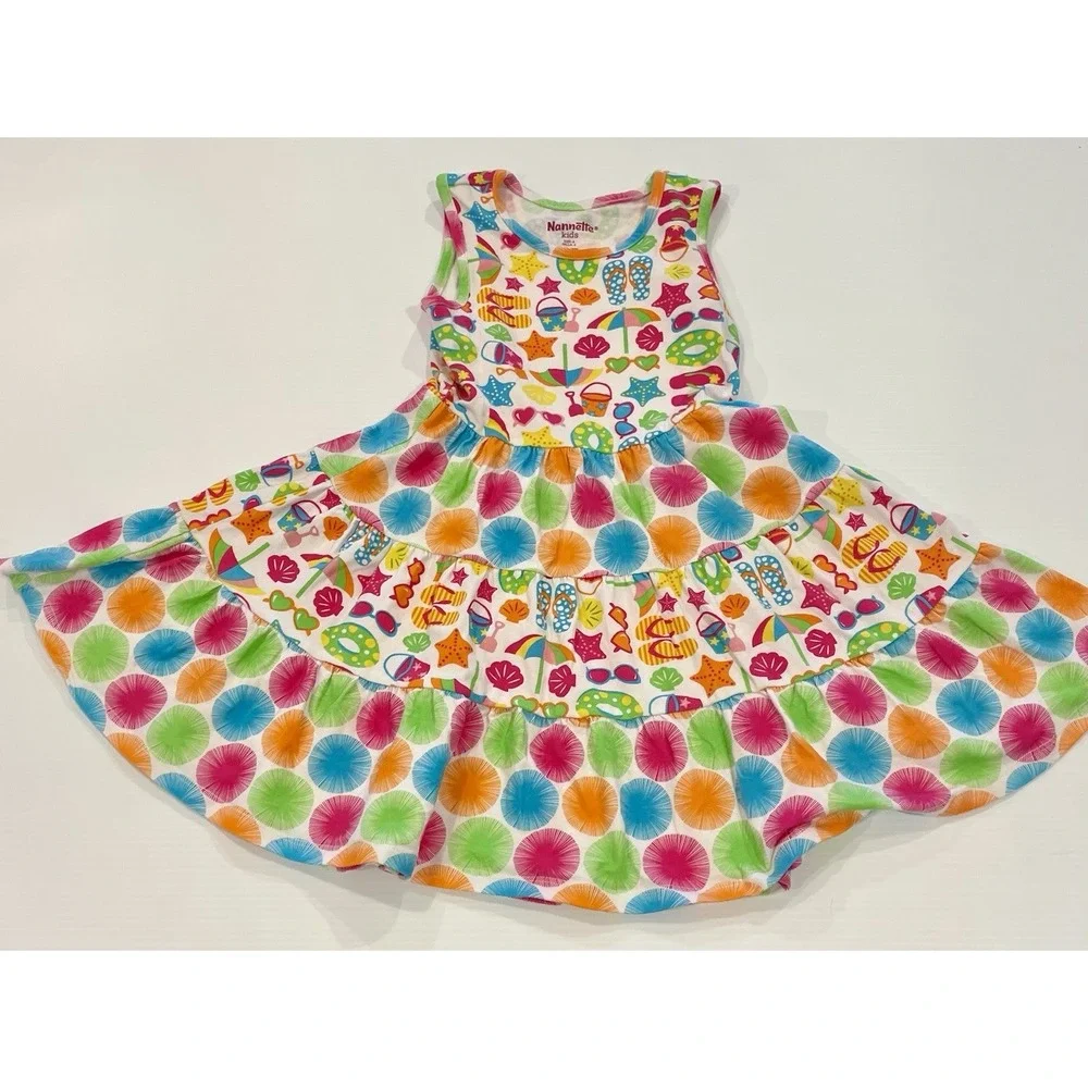 Beach Dress Girls Nannette Kids Size 6 Vacation Bright Colors Beachy‎ Flip Flops